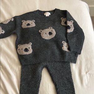 Cat & Jack Charcoal Bear Sweater and Pants Set